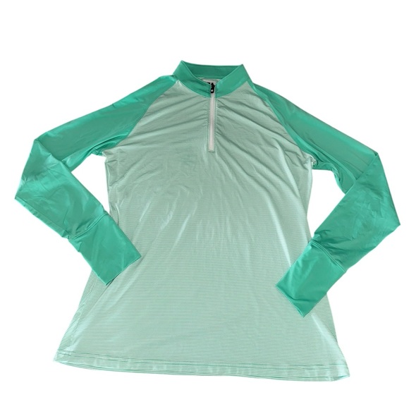 Footjoy Green White Striped Jersey Quarter Zip Windbreaker Golf Size Medium‎ - Picture 1 of 9